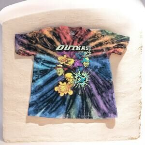 Outkast T-Shirt Mens Sz Medium/Large Bleach Wash Tie Dye Graphic Hip Hop Cotton